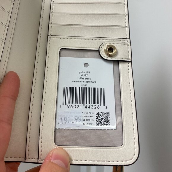 Kate Spade Coffee Break Slim Bifold Wallet + Small Smooth Quilted Card Holder - Picture 5 of 10